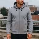 Charcoal XXL Men's Heavyweight Sherpa Fleece-Lined Full Zip Classic Tech Hoodie